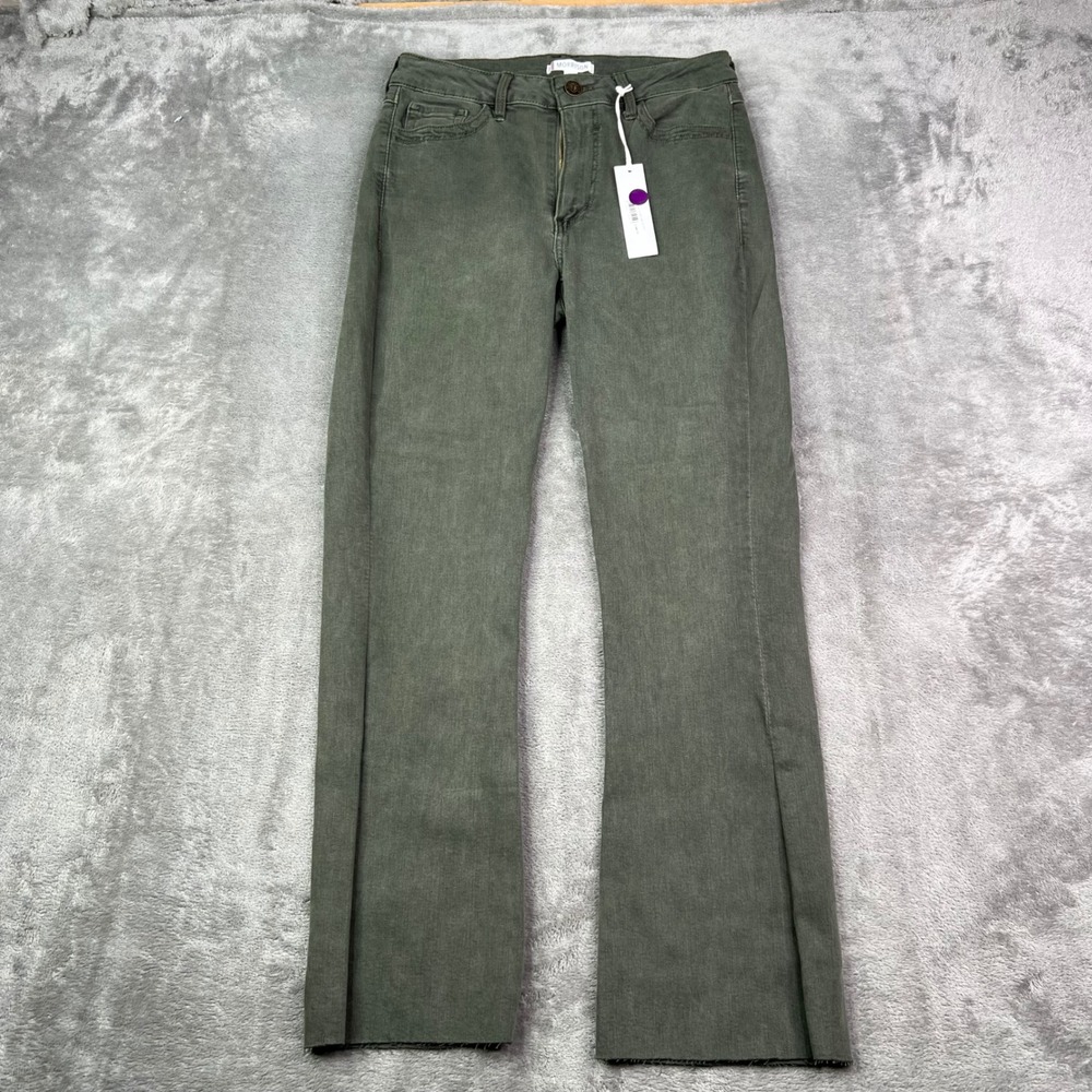 Morrison Starlet Crop Jeans Womens 27 Olive Stretch Raw Hem Bootcrop Mid Rise